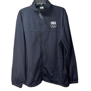 UNITED STATES OLYMPIC COMMITTEE Front Zip Fleece Lined Jacket USA Embroidered XL